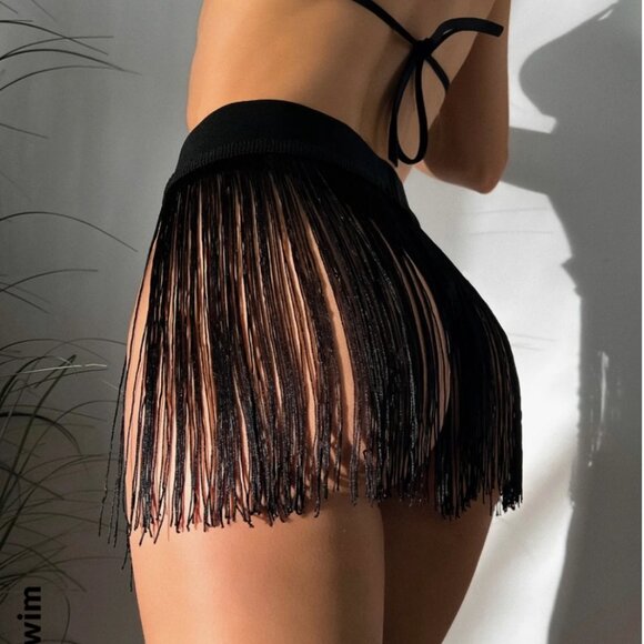 Swim Summer Beach Fringe Trim Cover Up Without Bikini Panty - Picture 2 of 2